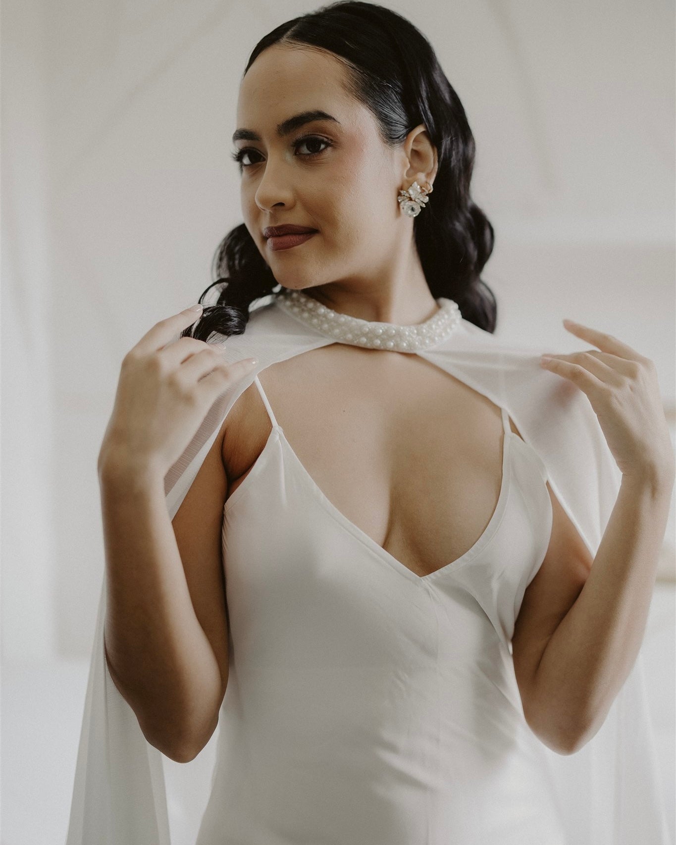 Celeste Pearl Chiffon Bridal Cape
