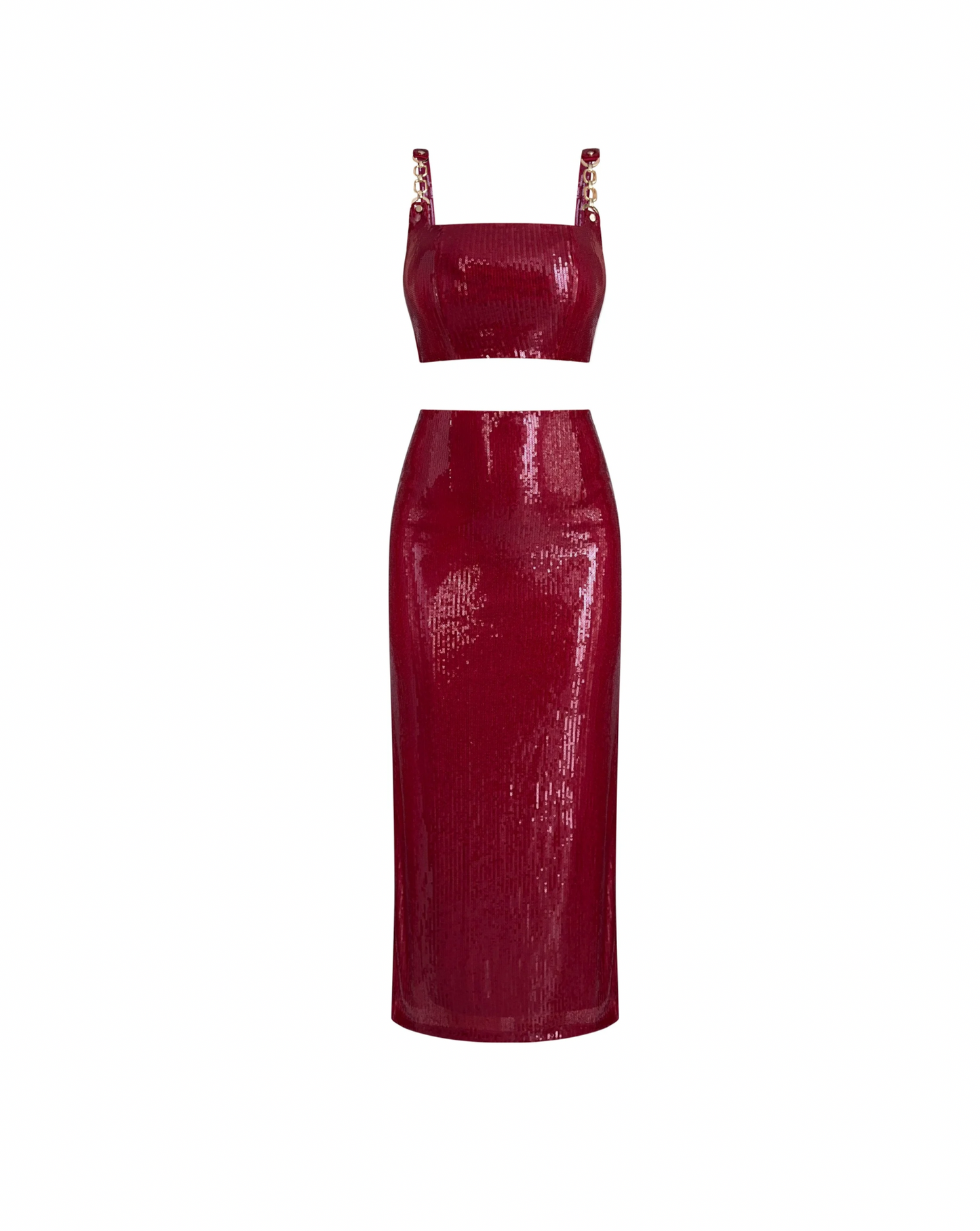 Sequin Top & Long Skirt set, Burgundy