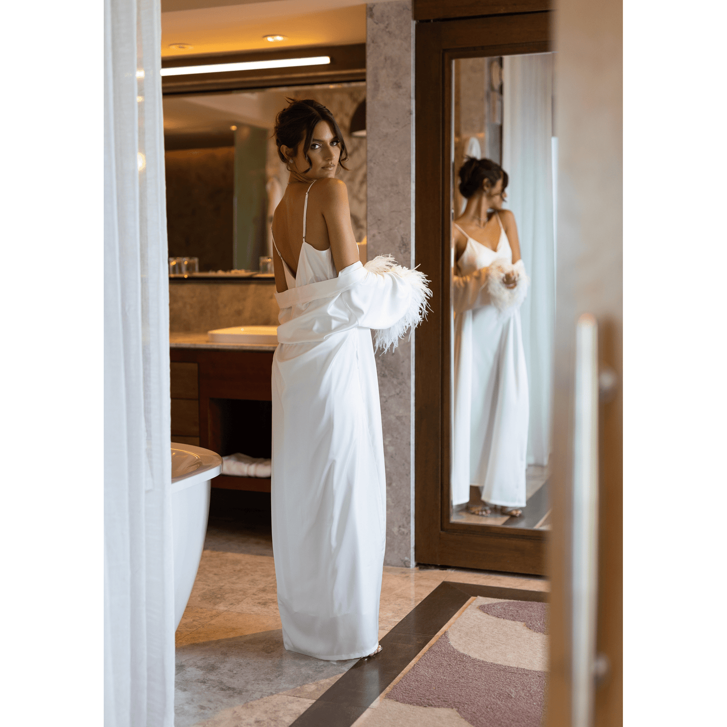 Long Kimono & Slip-On Dress Afrodita, White, 2 pc