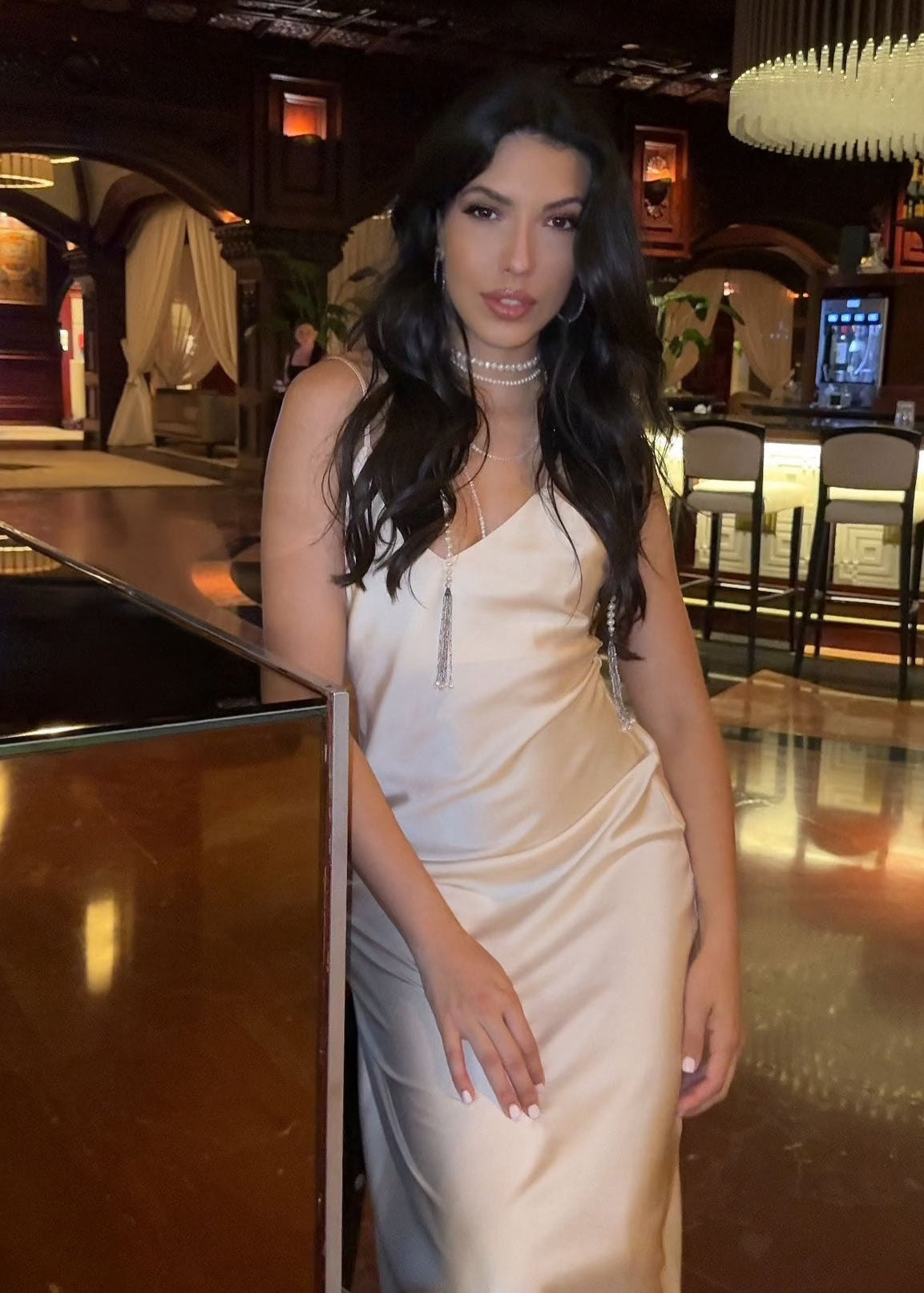 Long Slip On Dress Afrodita, Beige