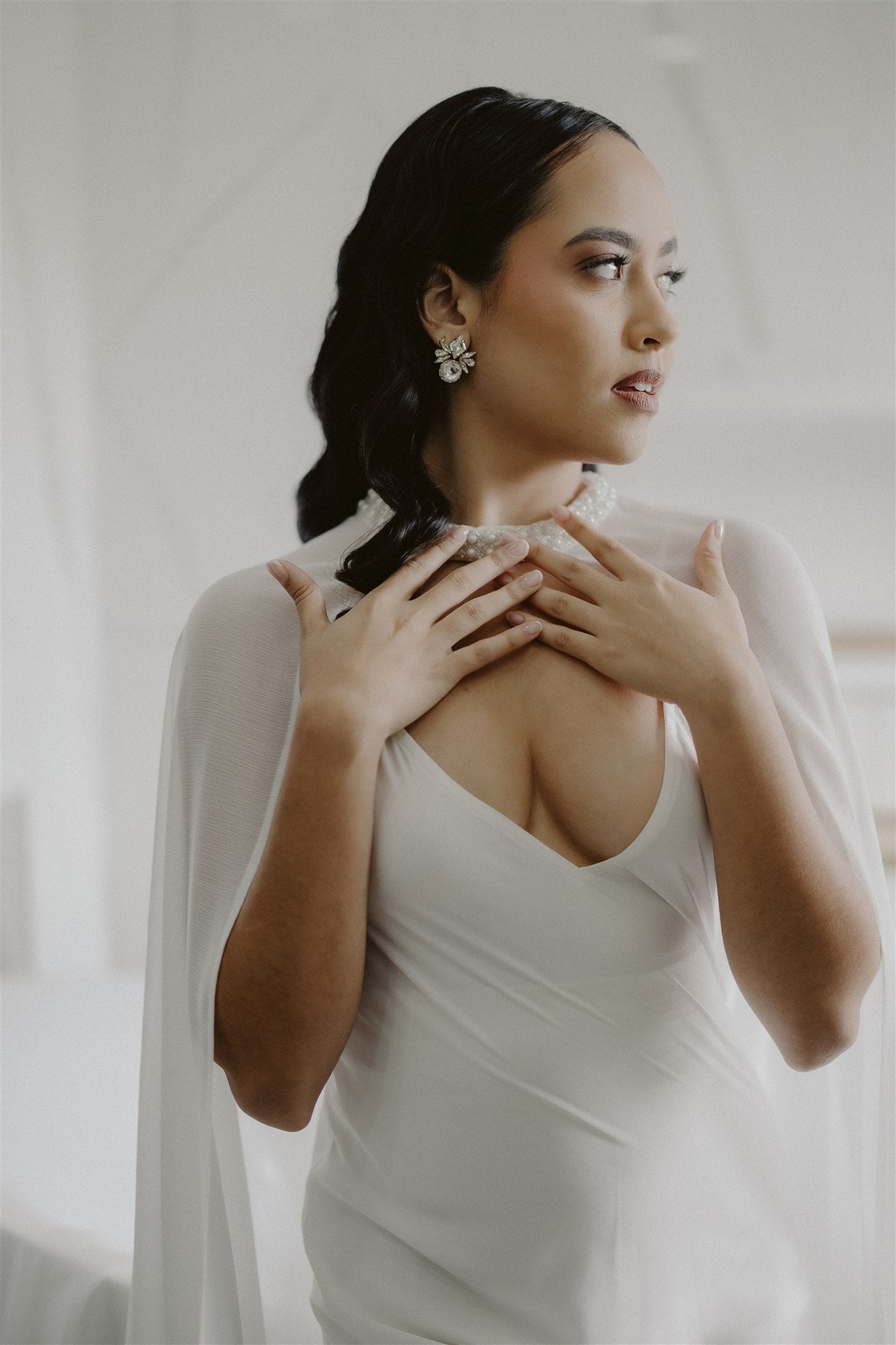 Celeste Pearl Chiffon Bridal Cape