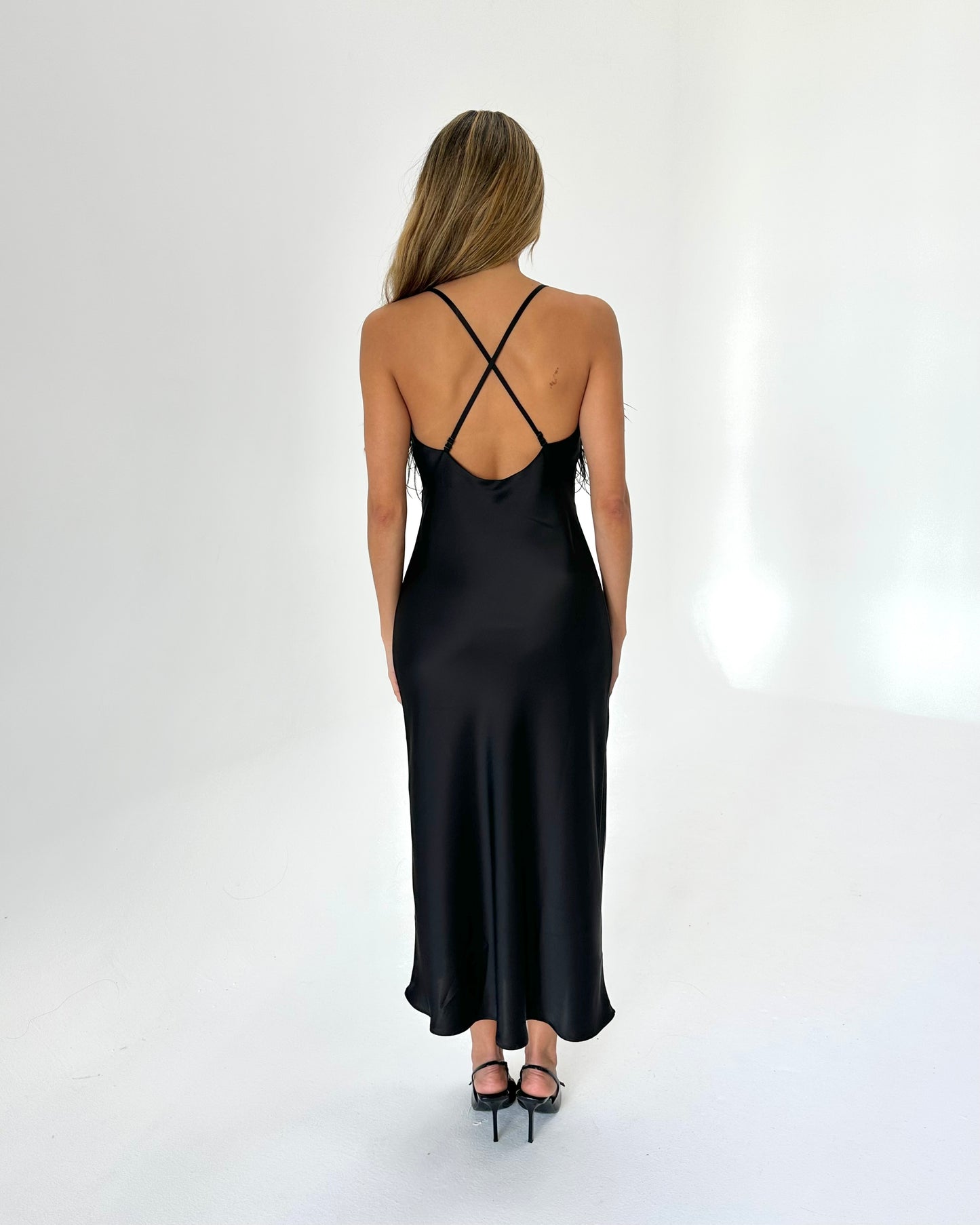 Cowl Neck Slip Dress with Removable Feathers