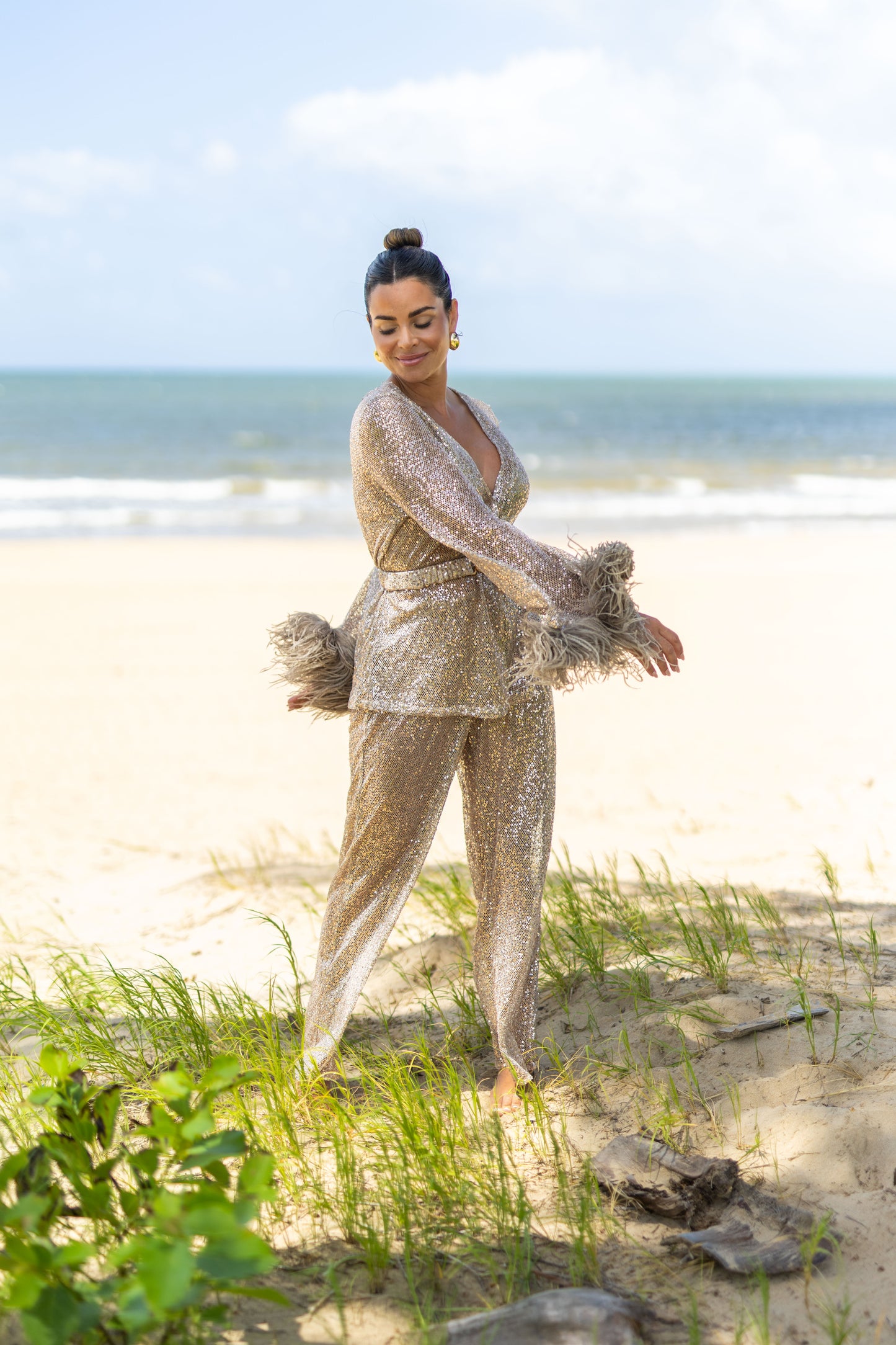 Pants, Sequin Mesh Taupe, 1 pc