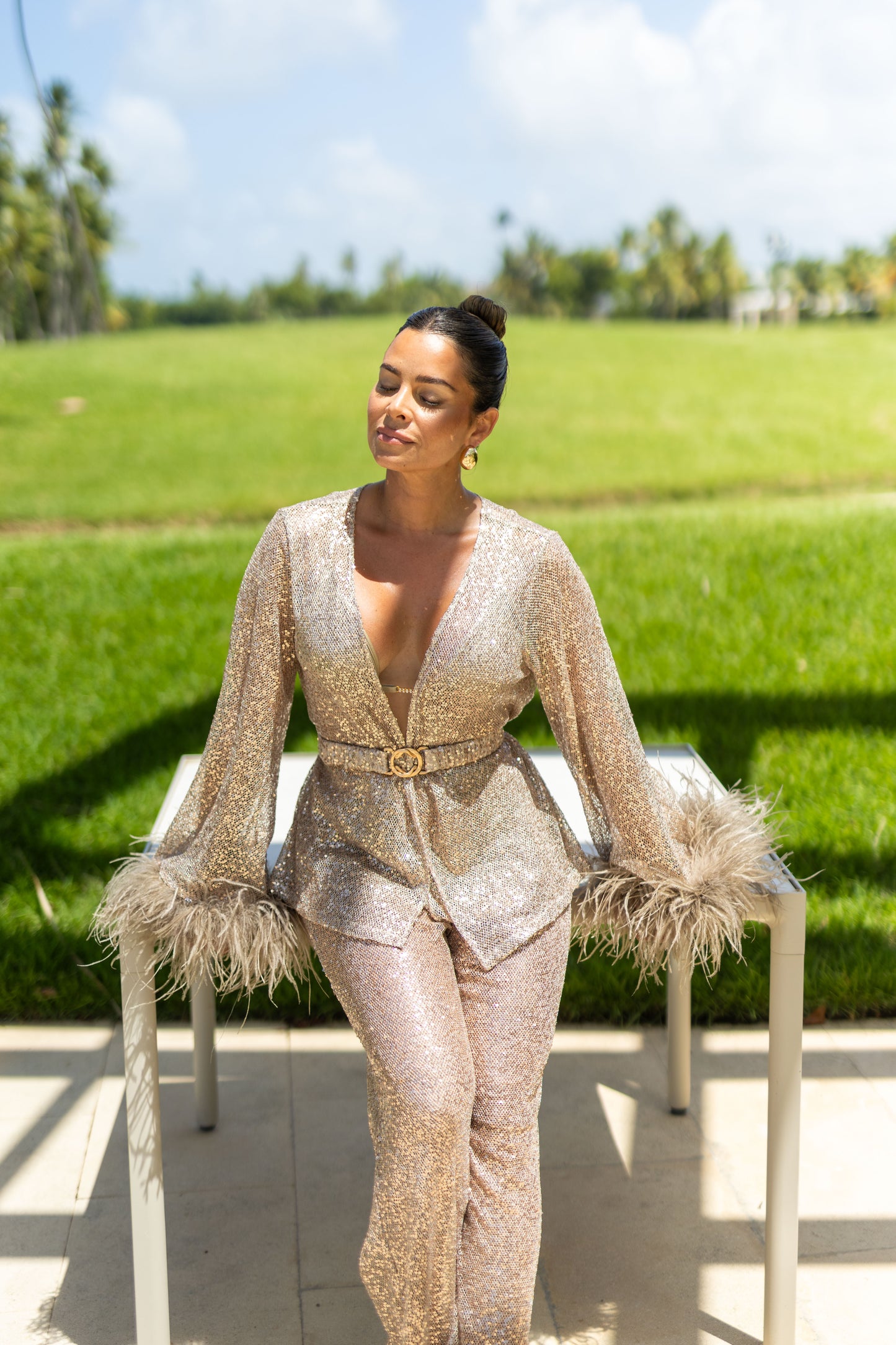 Pants, Sequin Mesh Taupe, 1 pc