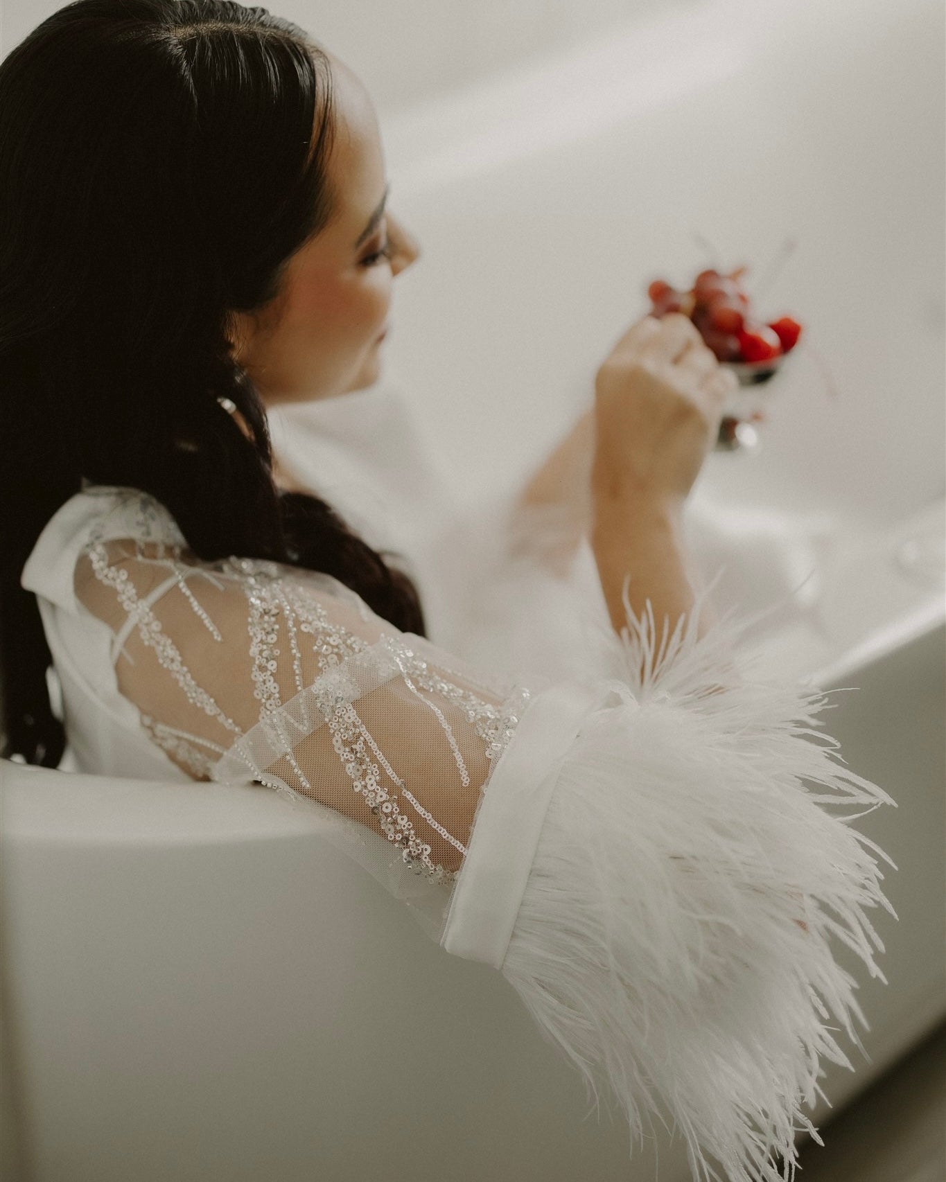Aurora Beaded Feather Bridal Kimono