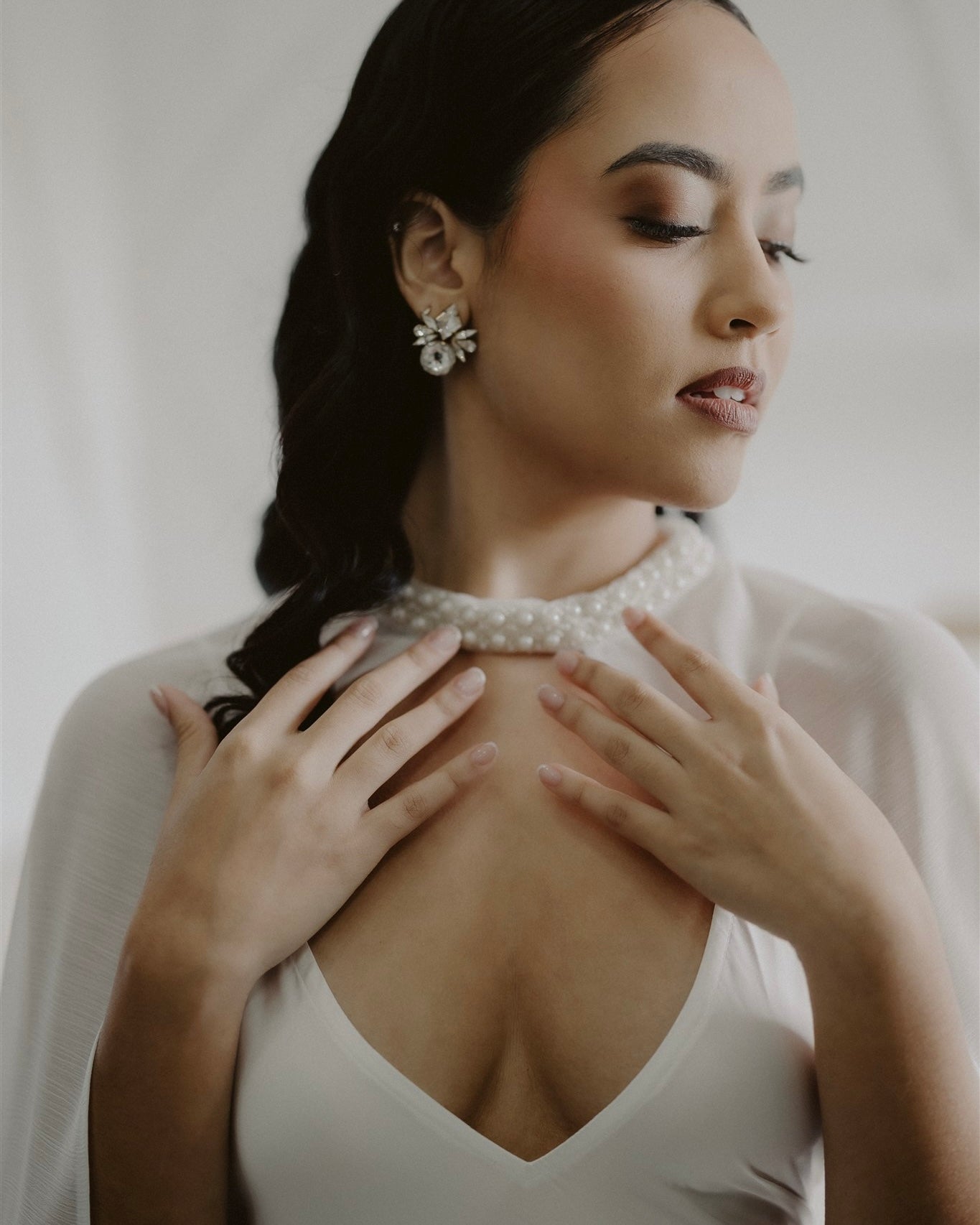 Celeste Pearl Chiffon Bridal Cape