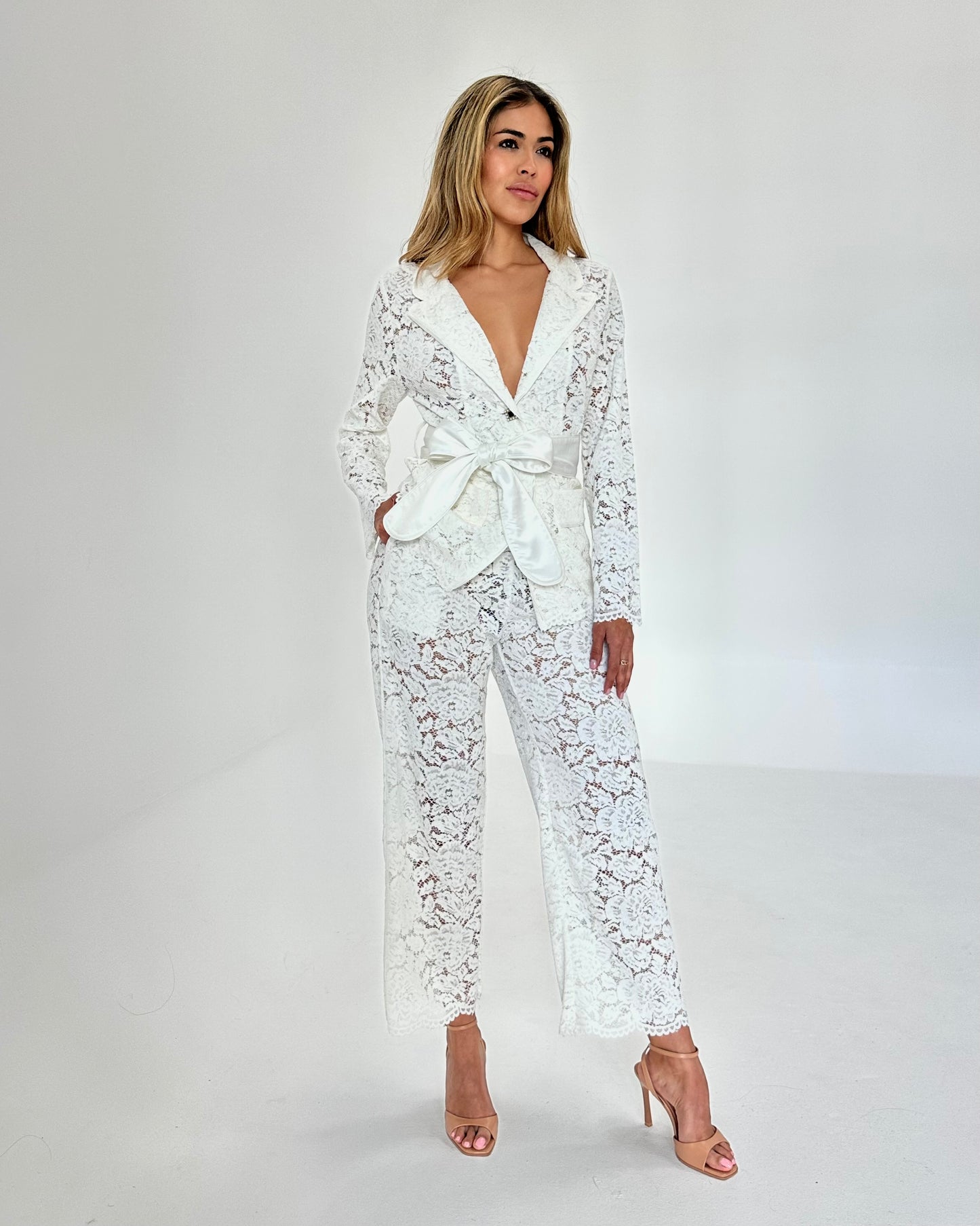 Lace pants set, 2 pc, White