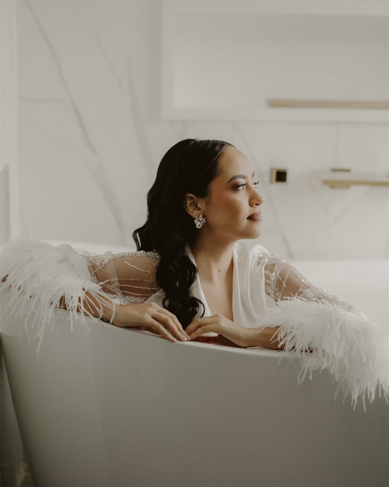 Aurora Beaded Feather Bridal Kimono
