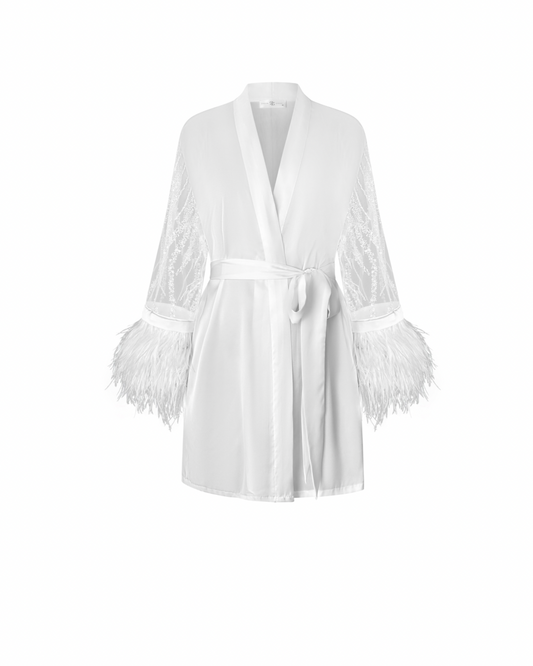 Aurora Beaded Feather Bridal Kimono