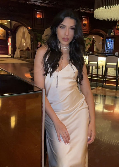 Long Slip On Dress Afrodita, Beige 