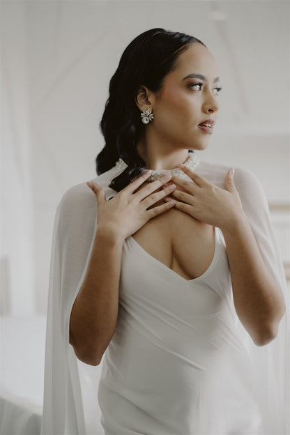 Celeste Pearl Chiffon Bridal Cape