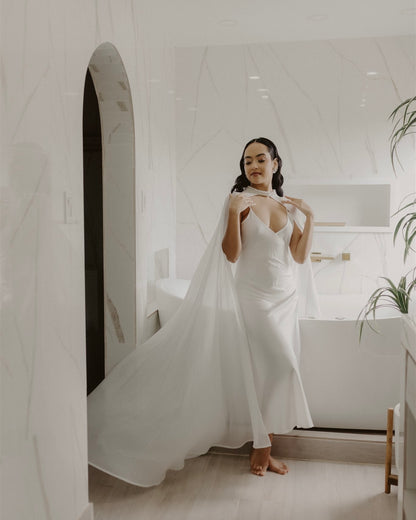 Celeste Pearl Chiffon Bridal Cape