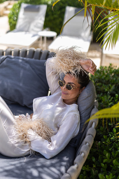 Top with removable feather, Pearl Ivory, 1 pc