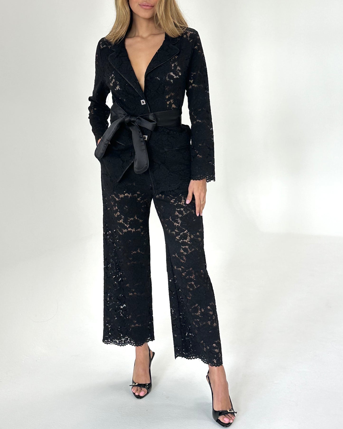 Lace pants set, 2 pc, Black