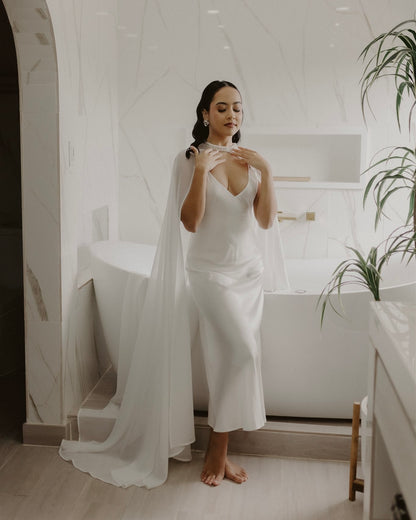 Celeste Pearl Chiffon Bridal Cape