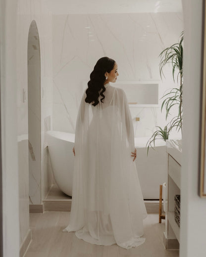 Celeste Pearl Chiffon Bridal Cape