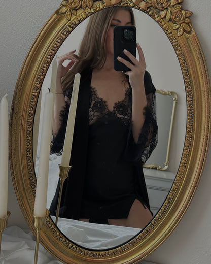 Short Lace Slip Dress "Fleur de Minuit"