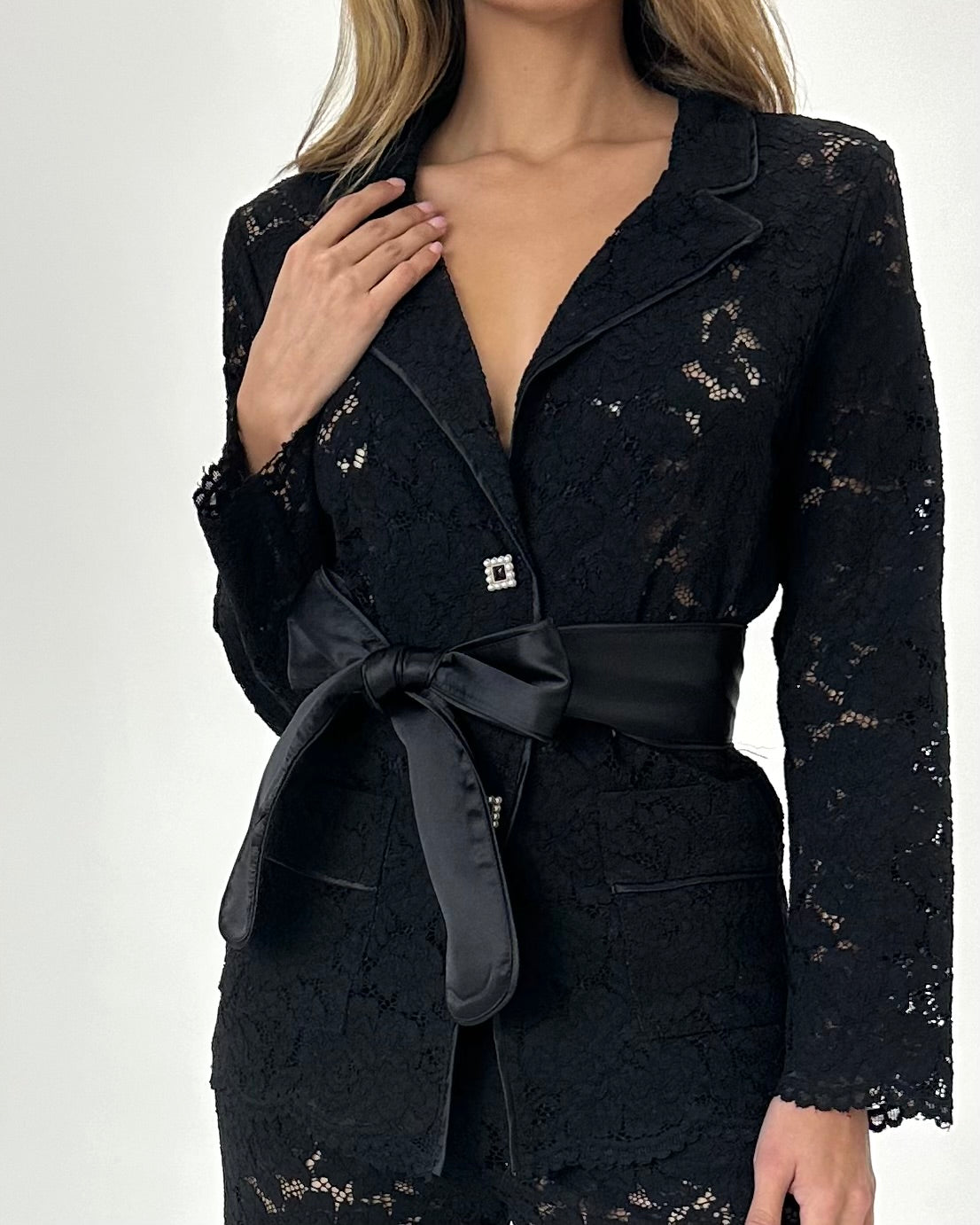 Lace pants set, 2 pc, Black