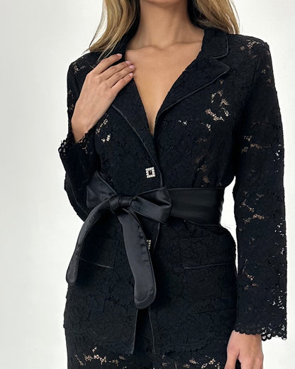 Lace pants set, 2 pc, Black