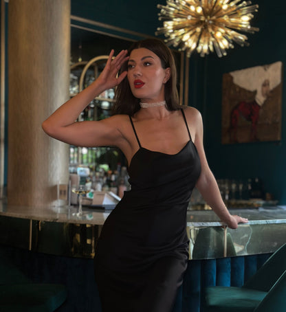 Cowl Neck Slip On Dress with Feathers