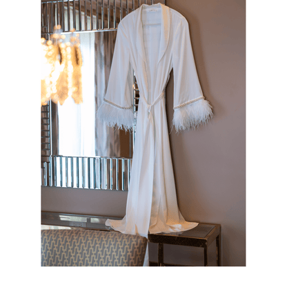 Limited Bridal Maxi Kimono with Feather & Pearl Cuffs, 1pc 
