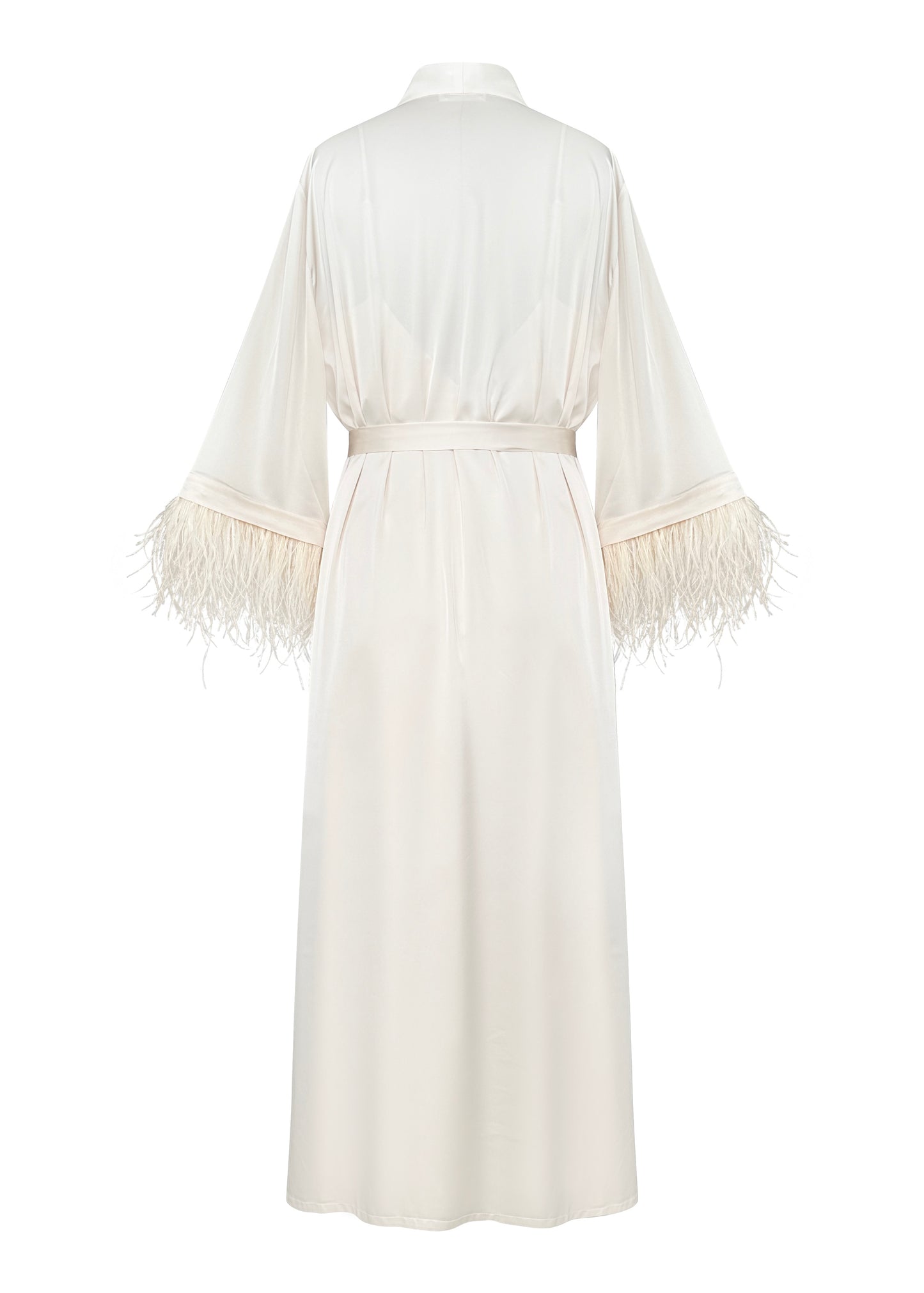 Long Kimono with Removable Feathers Afrodita, Beige 